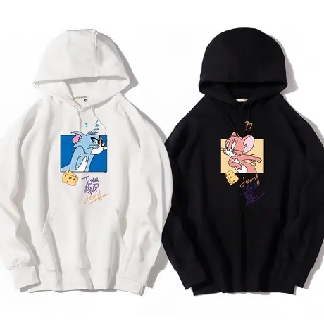 秀洛猫和老鼠联名衣服2022新款情侣装连帽薄款卫衣服学生帽衫潮流商品大图