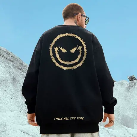 小恶魔oversize潮牌嘻哈hiphop大码男装圆领加绒卫衣宽松潮流秋冬图片