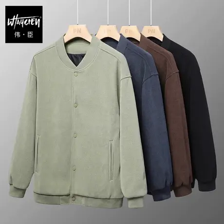 伟臣2023潮流新品大码秋冬男式夹克男胖子加肥加大宽松肥佬外套男商品大图