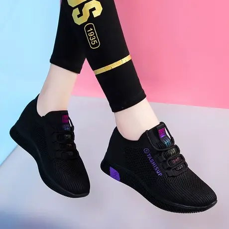 中年妈妈运动鞋春季老北京布鞋女中老年健步鞋软底黑色单鞋子工作商品大图