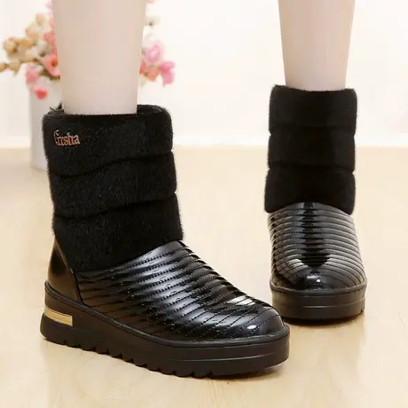 冬季新款雪地靴女中筒短靴棉靴加绒加厚保暖棉鞋高帮户外防水防滑商品大图