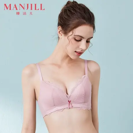 熳洁儿新款内衣女小胸聚拢胸罩透气收副乳U形美背无钢圈蕾丝文胸商品大图