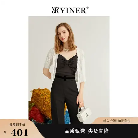 YINER音儿女装夏季时尚抽褶打底衫百搭吊带小背心女图片