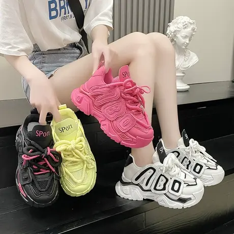 小个子增高厚底老爹鞋女鞋子2023秋季新款百搭炸街洋气运动休闲鞋图片