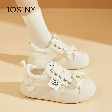 Josiny/卓诗尼厚底小白鞋女2024春季新款百搭运动休闲板鞋帆布鞋商品大图