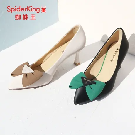 SPIDER KING/蜘蛛王高跟鞋2023春季商场新款单鞋女细跟蝴蝶结软底图片