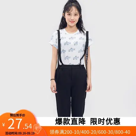 【断码S】艾格夏装新款百搭宽松印花甜美薄款短袖T恤针织衫Z239图片