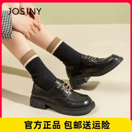 卓诗尼小皮鞋女设计感小众单鞋2023春季新款平底乐福鞋粗跟牛津鞋图片