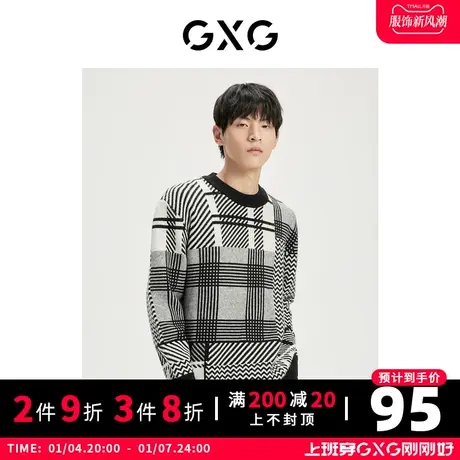【新款】GXG男装 冬季拼接撞色针织衫保暖低领毛衫GHD1200853H图片