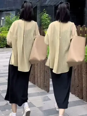 夏季新款设计感小众别致防晒衬衫女扣子宽松显瘦减龄不规则上衣潮商品大图