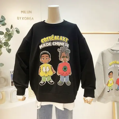 个性街舞潮流嘻哈卫衣2021秋季新款韩国东大门宽松男女情侣上衣商品大图