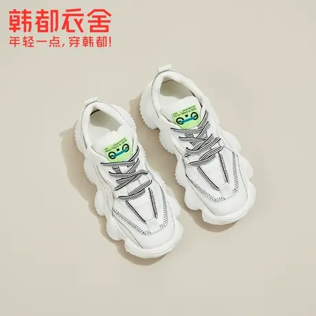 韩都衣舍老爹白鞋2022新款秋鞋子夏季女鞋网面透气休闲运动鞋夏款商品大图