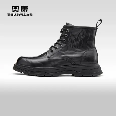 奥康男款中帮马丁靴2024冬季新款休闲经典皮鞋复古潮流厚底潮靴子商品大图