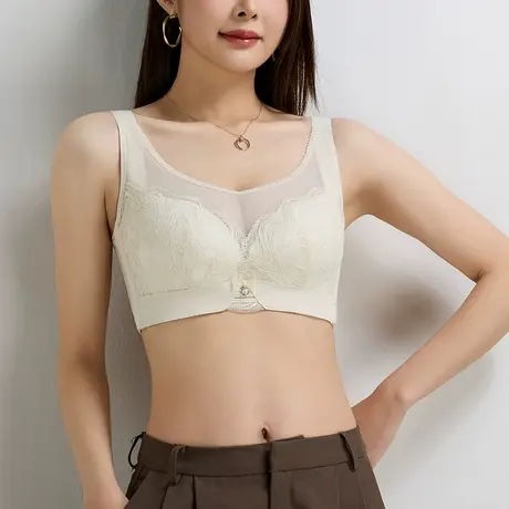 Shaply/莎莲妮抹胸防走光内衣女无钢圈性感蕾丝轻盈软支撑胸罩商品大图