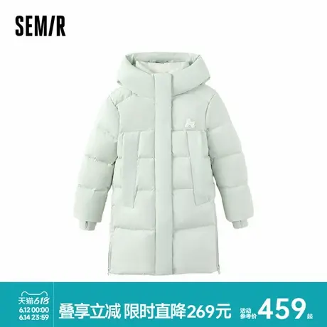 森马儿童羽绒服2024新款中长款外套三防连帽冬装简约百搭女童上衣图片