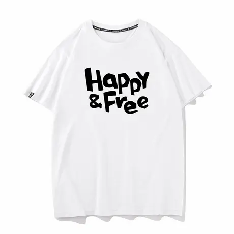 秀洛happy free快乐的自由的新说唱周边文字字母纯棉短袖T恤男女商品大图