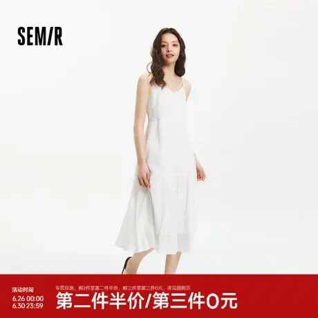 森马连衣裙女显瘦V领小性感百搭夏季浪漫简约垂感肌理吊带裙气质商品大图