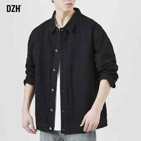 男生黑色外套男春秋款潮牌上衣宽松工装夹克百搭男装2023新款褂子商品大图
