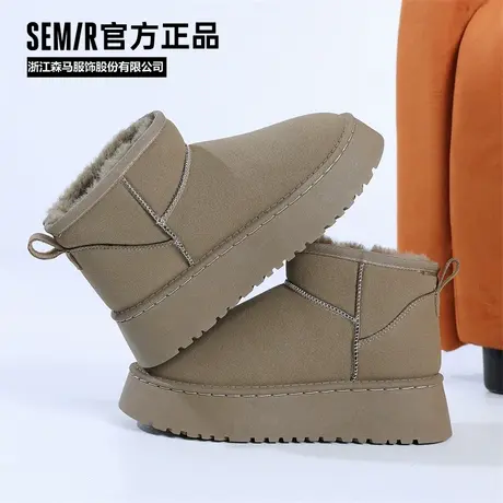 Semir官方正品店雪地靴女鞋冬季新款短筒增高加绒加厚保暖棉鞋女商品大图