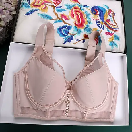 夏季薄款光面无痕内衣女软钢圈上托聚拢侧收副乳防下垂外扩文胸罩商品大图
