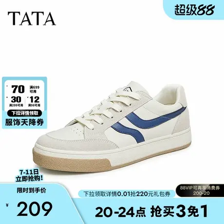 Tata/他她2024春商场同款时尚拼接百搭德训鞋休闲板鞋VXY01AM4商品大图