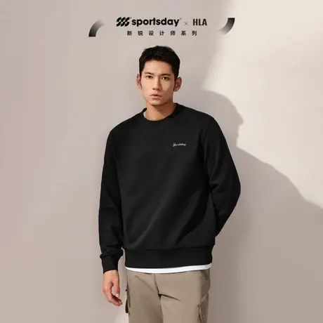 HLA/海澜之家sportsday荣耀马术卫衣23秋冬新加绒加厚刺绣长袖男图片