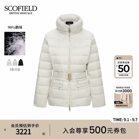 【90%鹅绒】Scofield女装短款貂毛领羽绒服含桑蚕丝2025冬季新品商品大图
