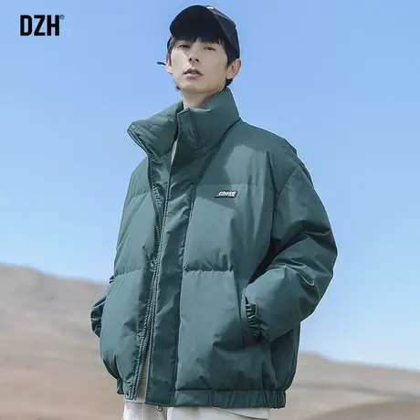 男士绿色短款棉服男潮牌冬季加厚棉衣男装2023新款棉袄外套面包服商品大图