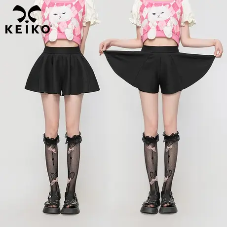 长腿特效！黑色阔腿a字裙裤女2023夏季防走光高腰显瘦休闲裤短裤商品大图