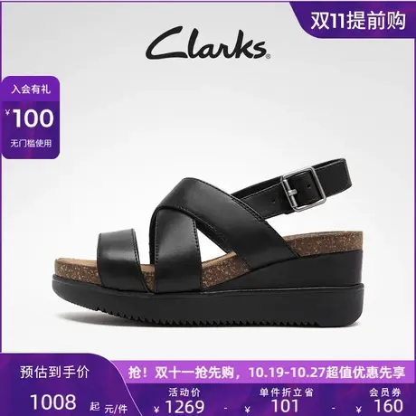 Clarks其乐女鞋春夏潮流厚底坡跟交叉带简约舒适凉鞋女图片