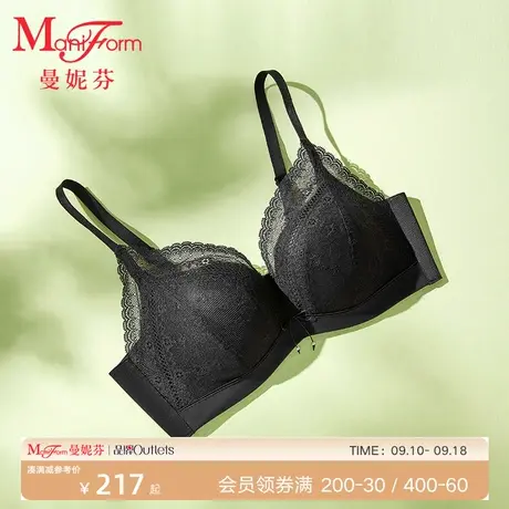 曼妮芬性感蕾丝无钢圈文胸女士聚拢内衣舒适侧收副乳胸罩20812206商品大图