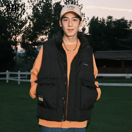 男生黑色工装棉马甲男款外穿冬季加厚无袖背心坎肩外套2023年新款图片