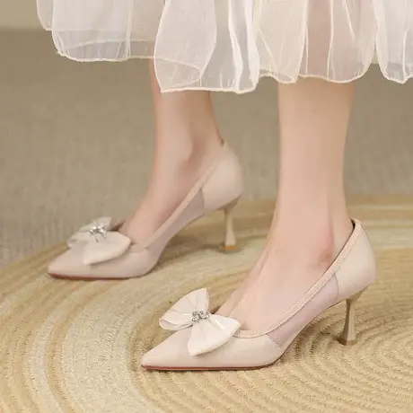 Safiya/索菲娅2023夏季新款尖头浅口通勤鞋高跟鞋百搭单鞋子女鞋商品大图