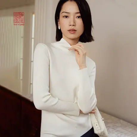 EP雅莹高端系列 丝羊毛半高领修身显瘦套头衫2023秋冬新款9908A图片