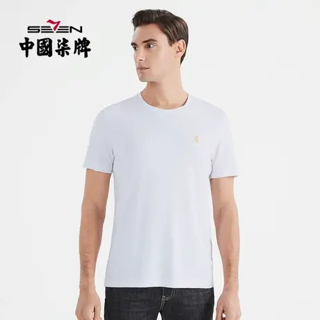 【莫代尔】柒牌男装短袖t恤夏季弹力薄款时尚休闲老虎圆领上衣潮商品大图