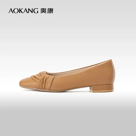 奥康女鞋 春秋季浅口粗跟OL风单鞋一脚蹬舒适简约日常百搭商品大图