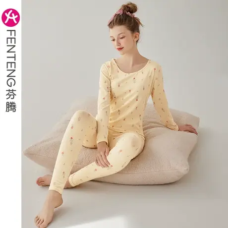 芬腾保暖内衣女秋冬季纯棉薄款打底衣修身美体秋衣秋裤棉毛衫套装图片