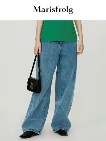 【言选好物】玛丝菲尔23夏季新款蛋型设计做旧休闲牛仔裤长裤商品大图