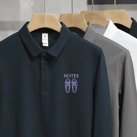 丝光珠地棉polo衫男潮牌长袖翻领t恤潮流印花保罗带领打底衫秋衣商品大图