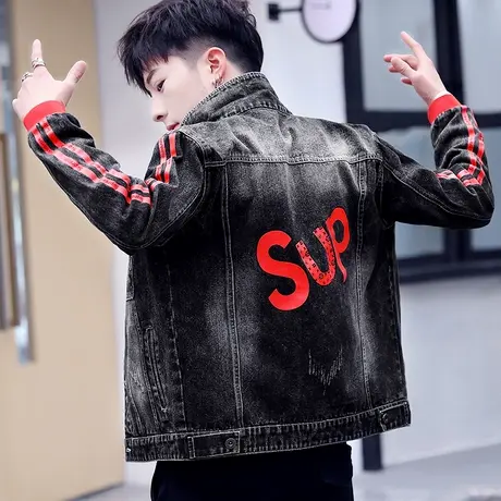 2023新款男土春秋季韩版潮流上衣服帅气学生男装薄款夹克牛仔外套商品大图