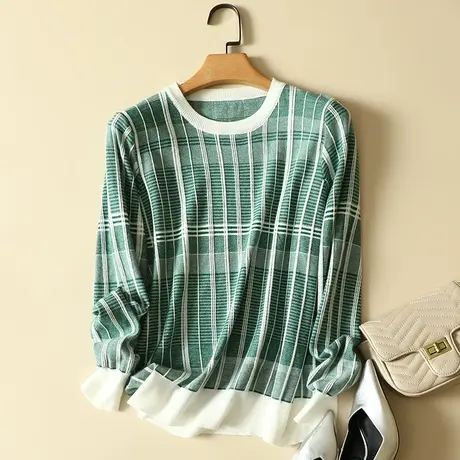 圆领针织毛衫女2024年春装新短款宽松毛衣女内搭打底针织衫女长袖图片