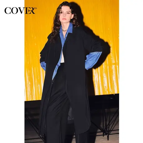 COVER秋季双层大翻领酷飒型风衣外套图片
