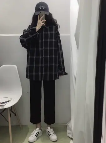 垂坠感阔腿裤女秋冬高腰加绒加厚休闲韩版宽松直筒黑色西装九分裤商品大图