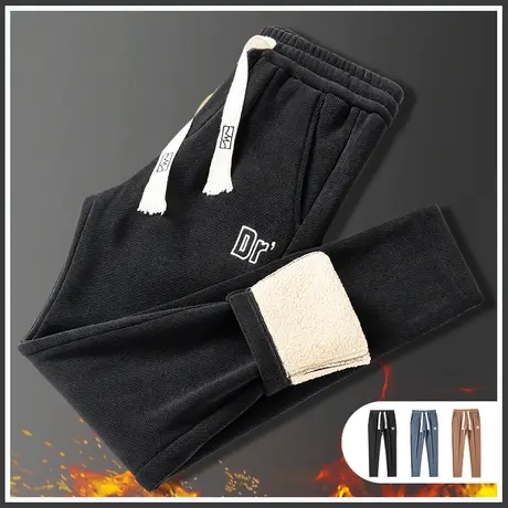 秋冬款冬季针织运动卫裤男款防风抗寒加绒裤加厚超厚休闲长裤男士商品大图