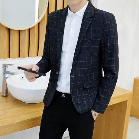男士小西装青年休闲西服男韩版修身春秋外套免烫单西便服潮流上衣商品大图