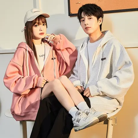 唐狮2023秋冬季新款情侣卫衣男士开衫宽松连帽衫外套女潮牌11.24商品大图