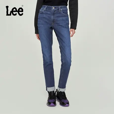 Lee商场同款23秋冬新品401锥形深蓝磨毛女保暖牛仔裤LWB100401101商品大图