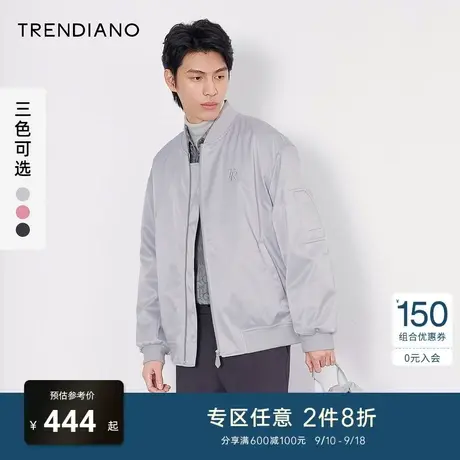 TRENDIANO官方男装秋冬潮牌棒球服刺绣飞行员夹克棉服外套男棉衣图片