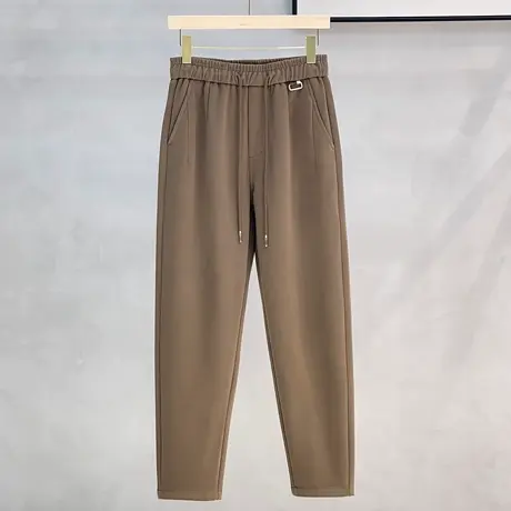 毛呢裤子男秋冬款宽松长裤冬季加厚西裤小脚垂感松紧腰免烫休闲裤商品大图