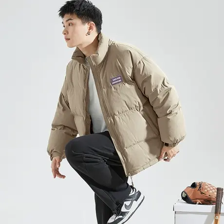 唐狮2023秋冬季新款棉衣男士纯色立领面包服保暖加厚外套上衣1.29商品大图
